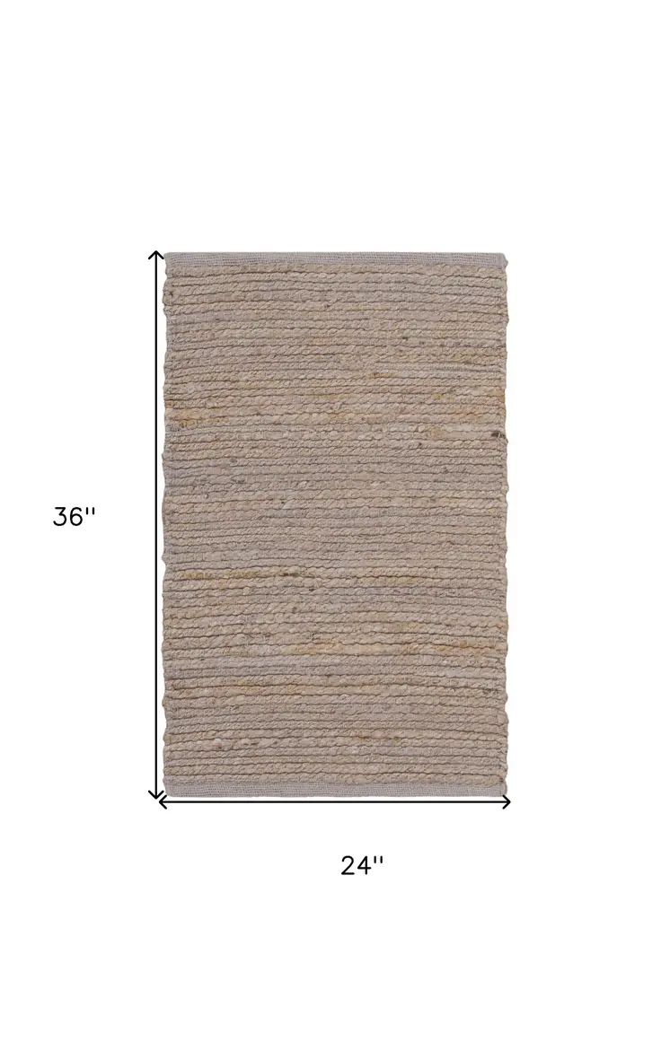 2' X 3' Gray Jute Hand Woven Area Rug