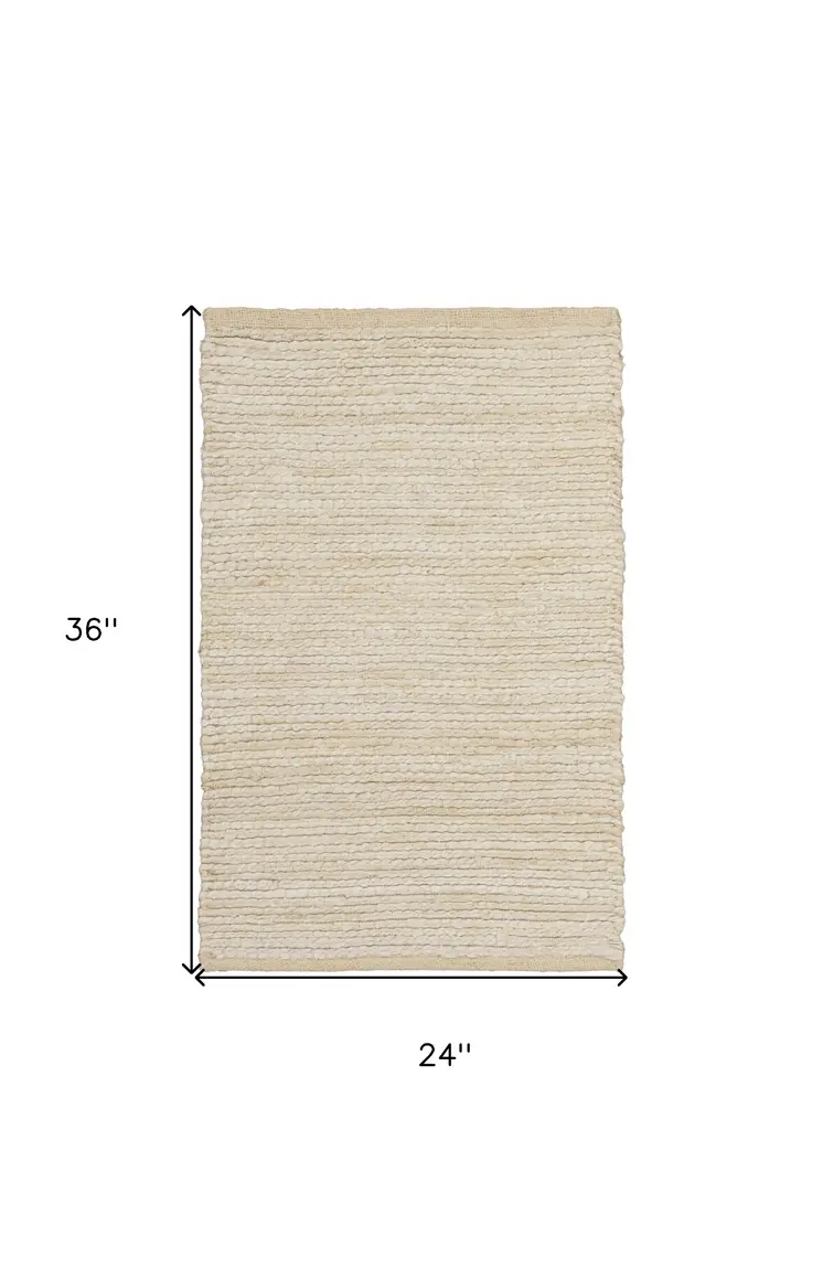 2' X 3' Ivory Jute Hand Woven Area Rug