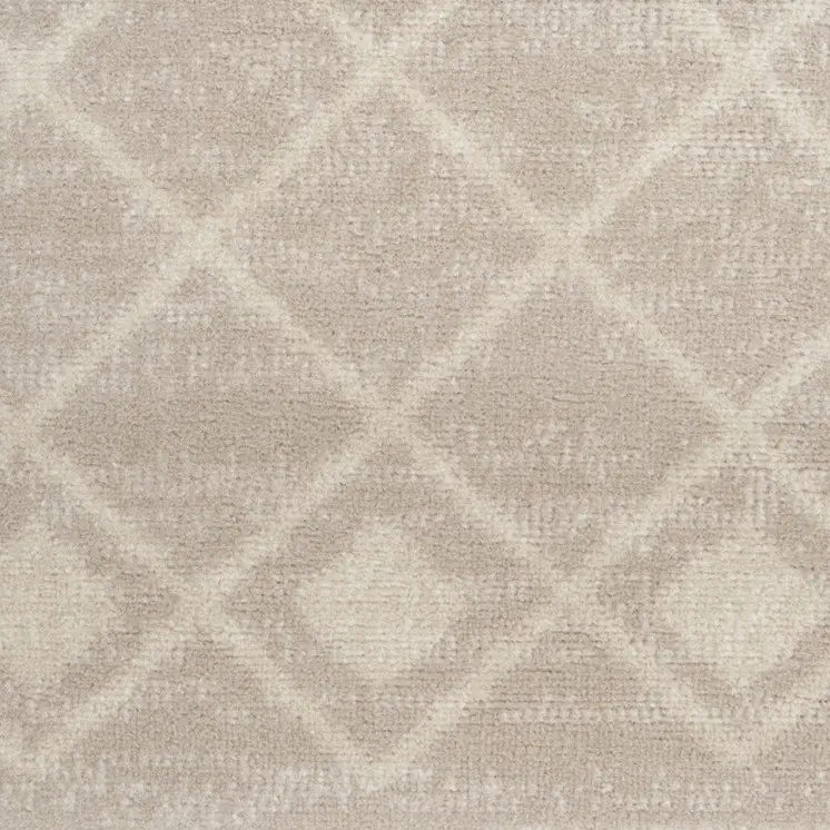 6' Beige Geometric Power Loom Runner Rug