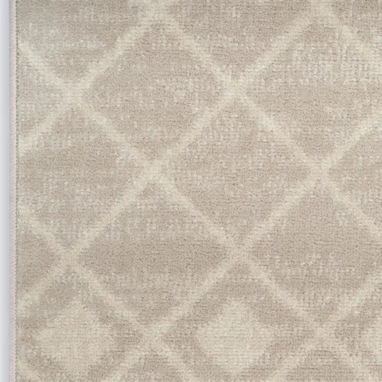 6' Beige Geometric Power Loom Runner Rug