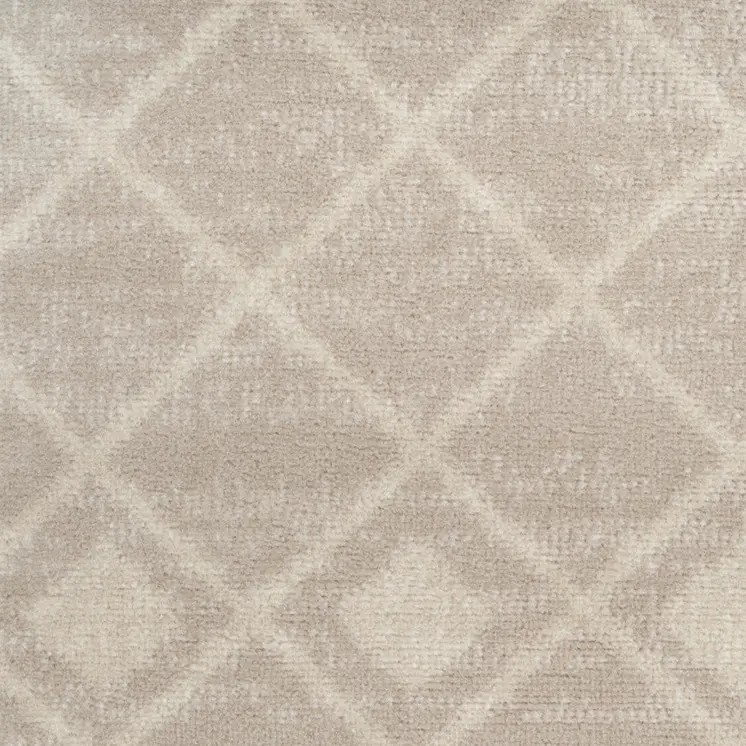 6' Beige Geometric Power Loom Runner Rug