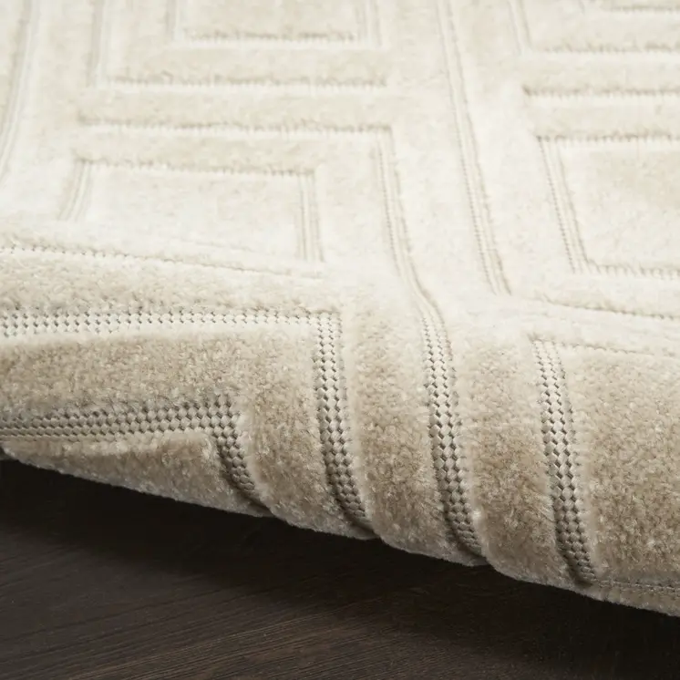 6' Beige Geometric Runner Rug