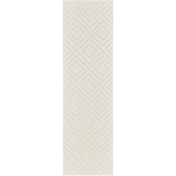 6' Ivory Geometric Runner Rug
