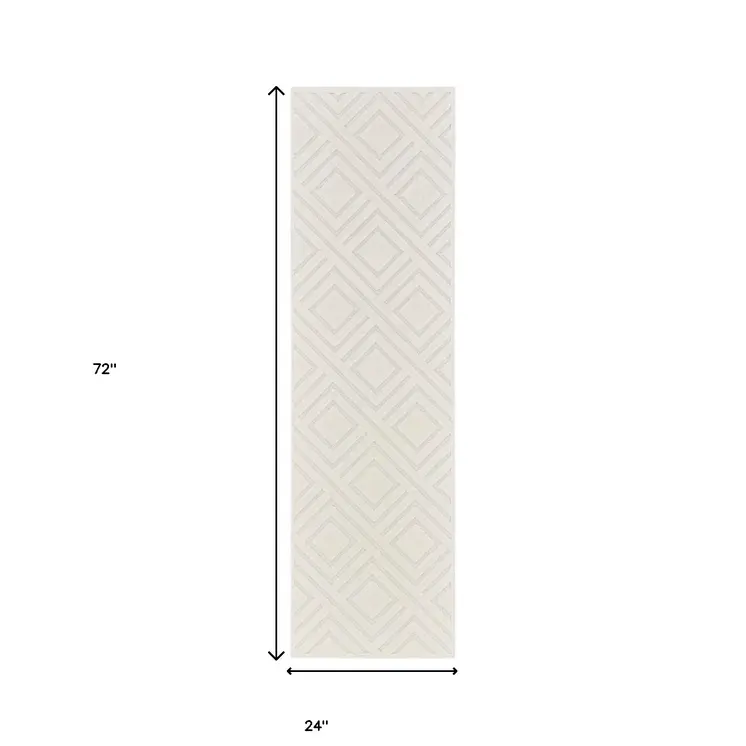 6' Ivory Geometric Runner Rug