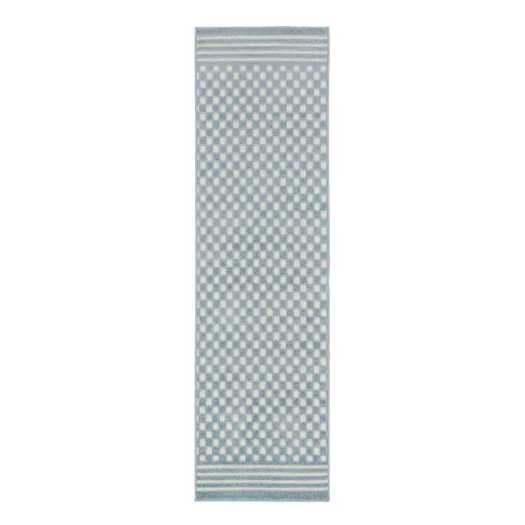6' Blue Geometric Runner Rug
