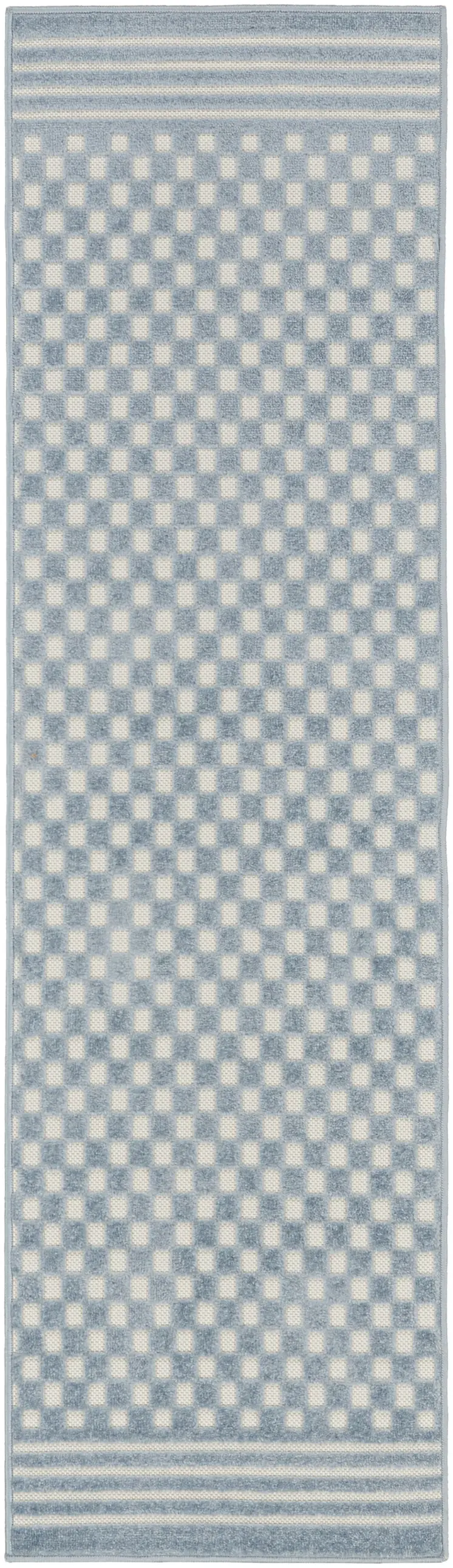 6' Blue Geometric Runner Rug