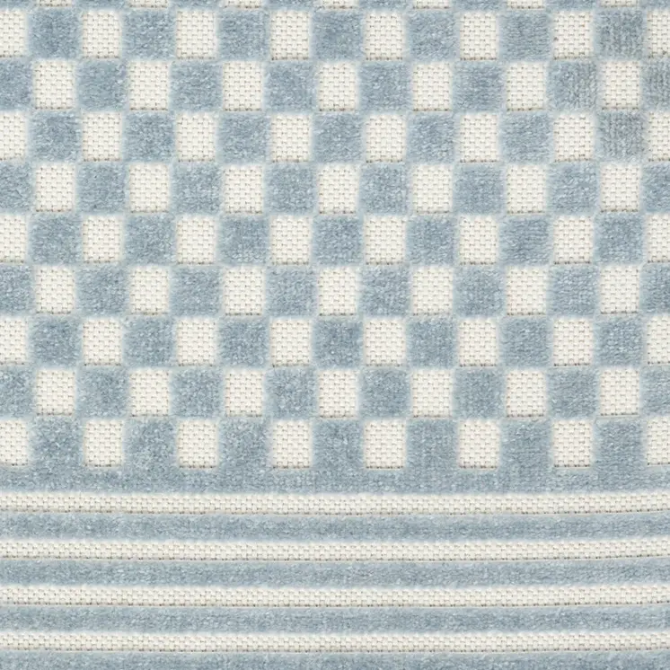 6' Blue Geometric Runner Rug