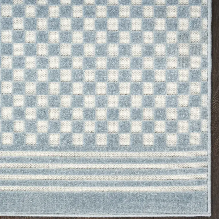 6' Blue Geometric Runner Rug
