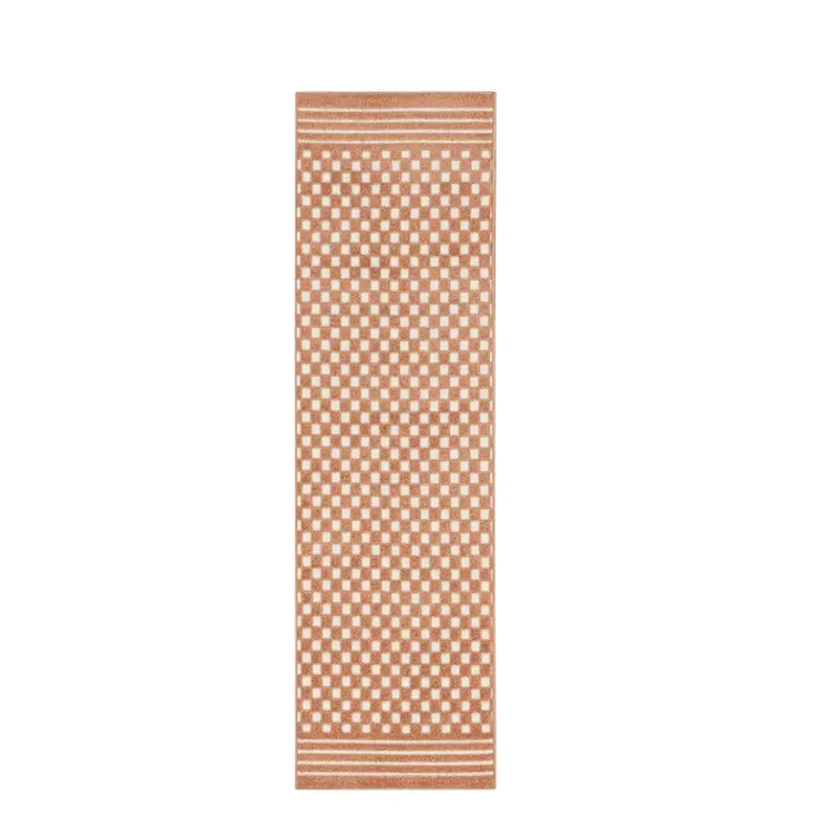 6' Brown Geometric Runner Rug