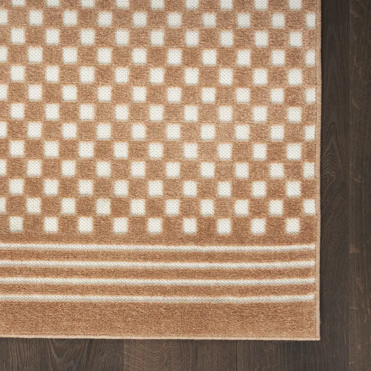 6' Brown Geometric Runner Rug