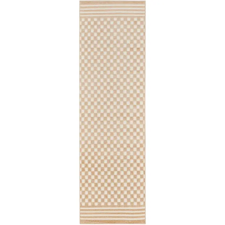 6' Tan Geometric Runner Rug