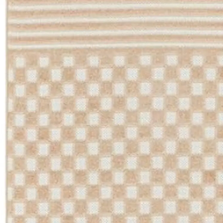 6' Tan Geometric Runner Rug