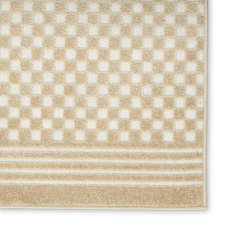6' Tan Geometric Runner Rug
