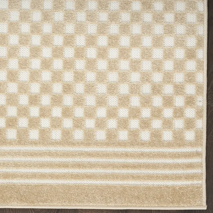 6' Tan Geometric Runner Rug