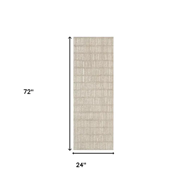 6' Beige Geometric Runner Rug
