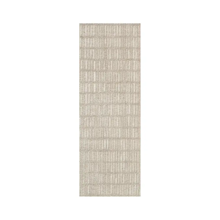 6' Beige Geometric Runner Rug