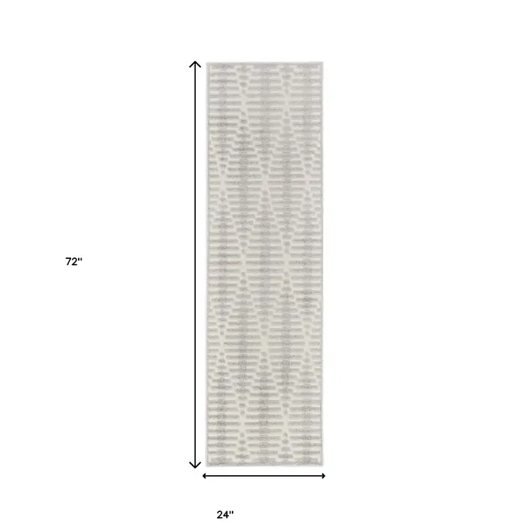 6' Gray Geometric Runner Rug