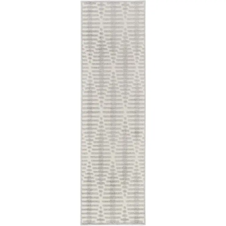6' Gray Geometric Runner Rug