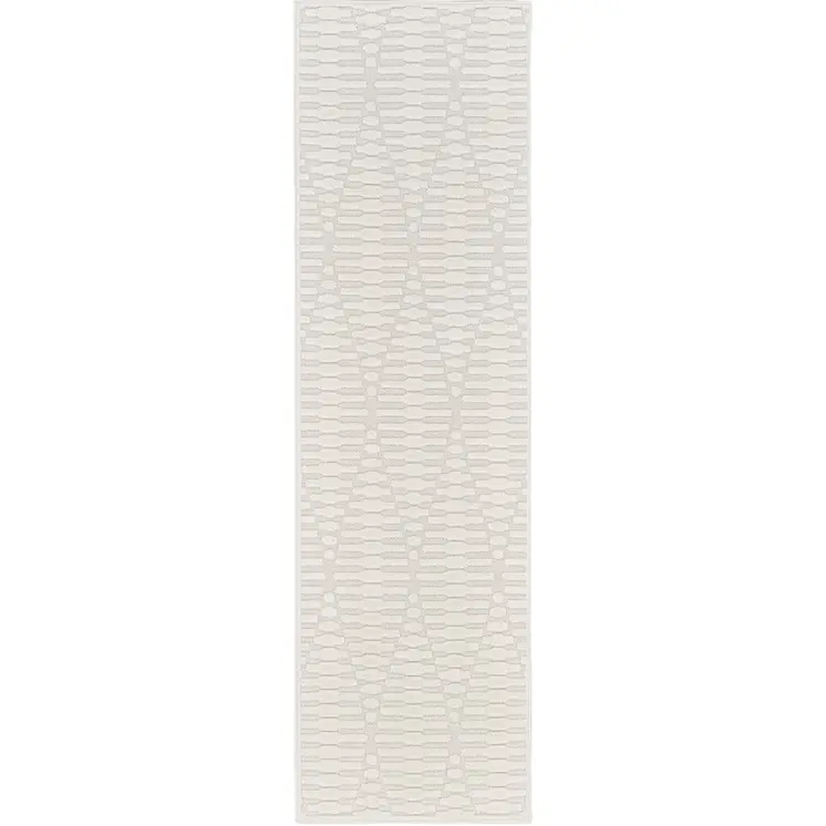 6' Ivory Geometric Runner Rug