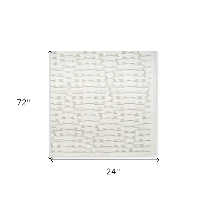 6' Ivory Geometric Runner Rug