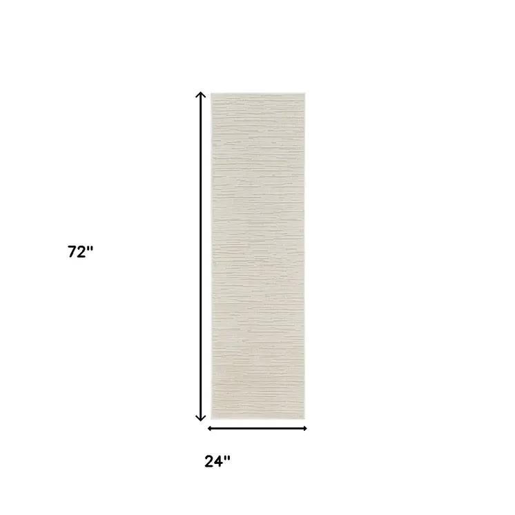 6' Beige Geometric Runner Rug