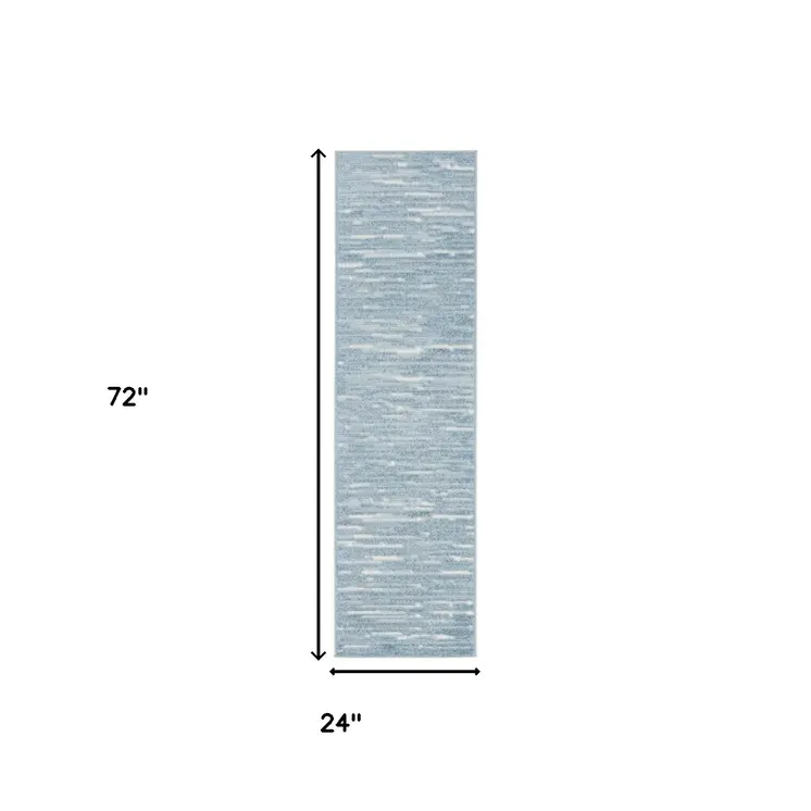 6' Blue Geometric Runner Rug
