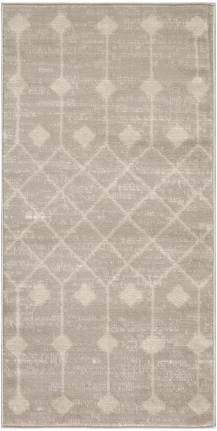 3' X 5' Beige Geometric Power Loom Area Rug