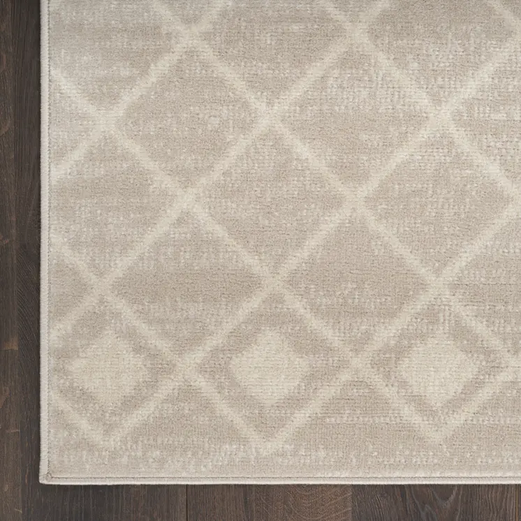 3' X 5' Beige Geometric Power Loom Area Rug