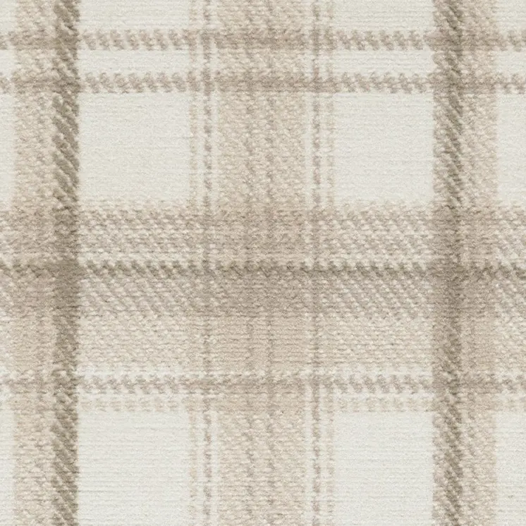 3' X 5' Ivory Plaid Power Loom Area Rug