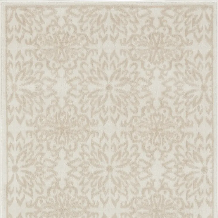 3' X 5' Beige and Ivory Floral Area Rug
