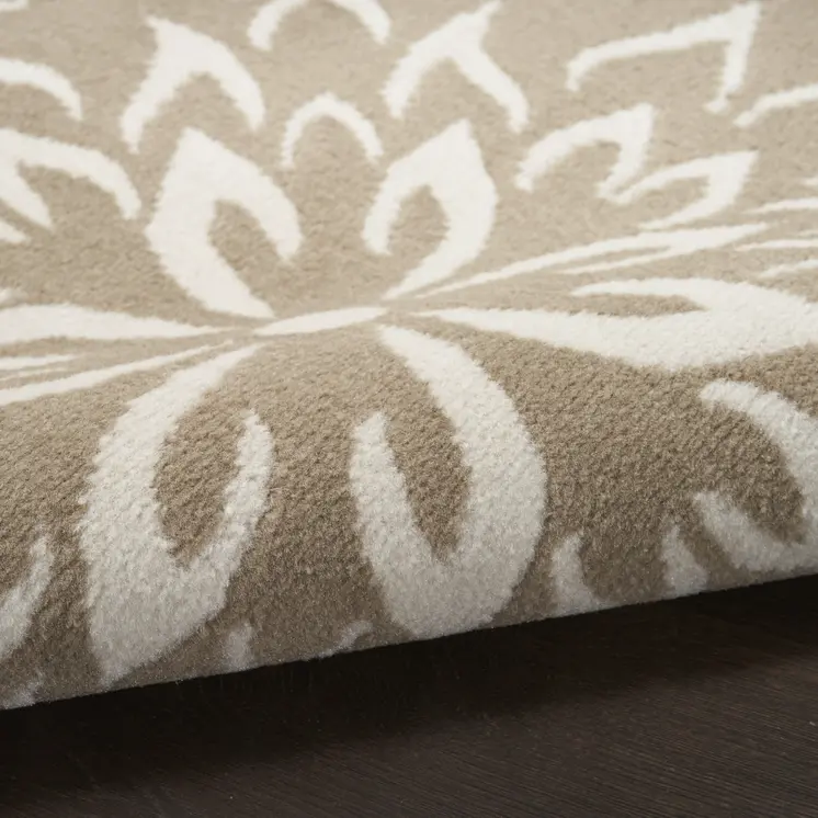 3' X 5' Taupe and Ivory Floral Area Rug