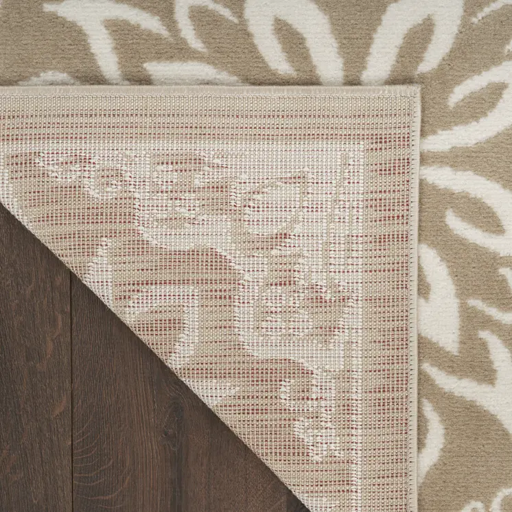 3' X 5' Taupe and Ivory Floral Area Rug