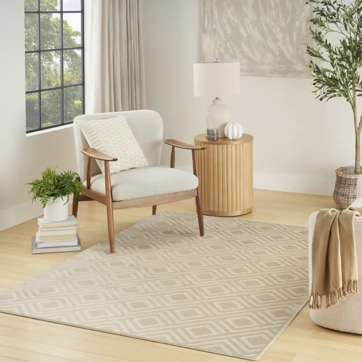 4' X 6' Beige Geometric Area Rug