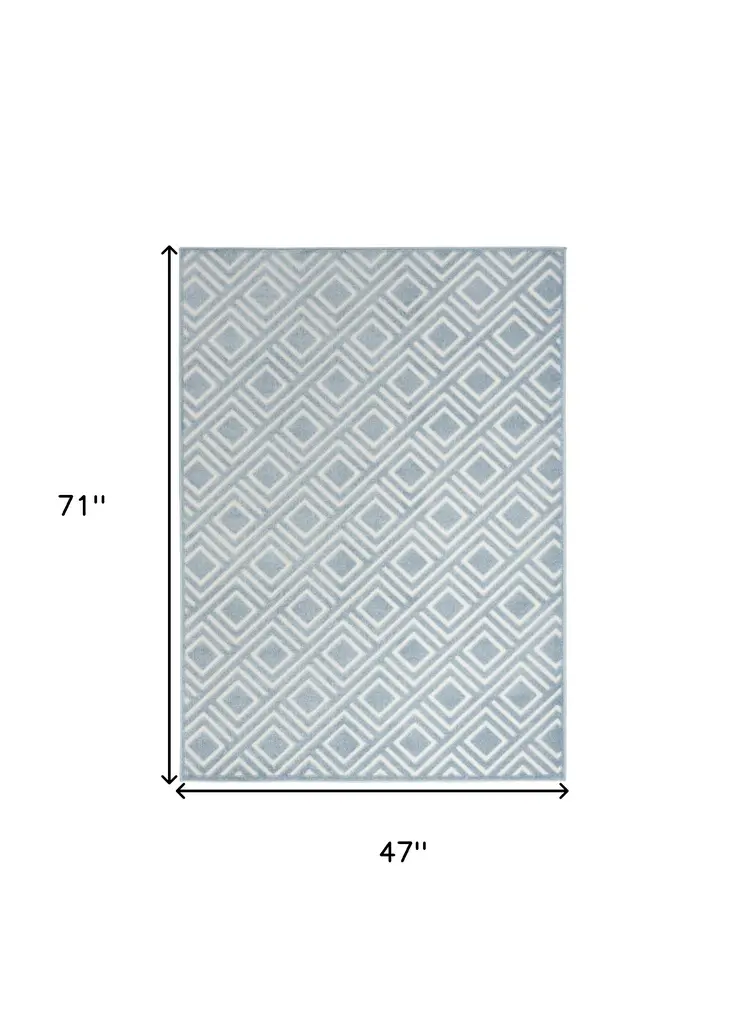 4' X 6' Blue Geometric Area Rug