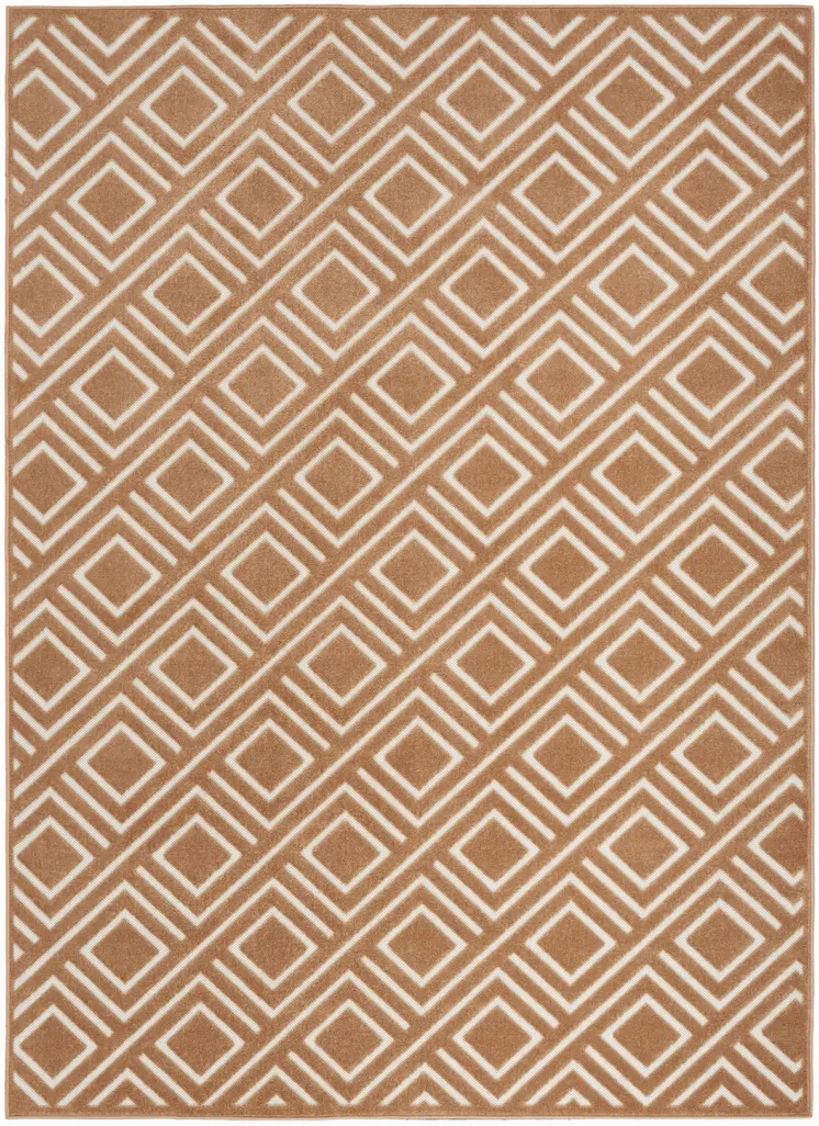 4' X 6' Brown Geometric Area Rug