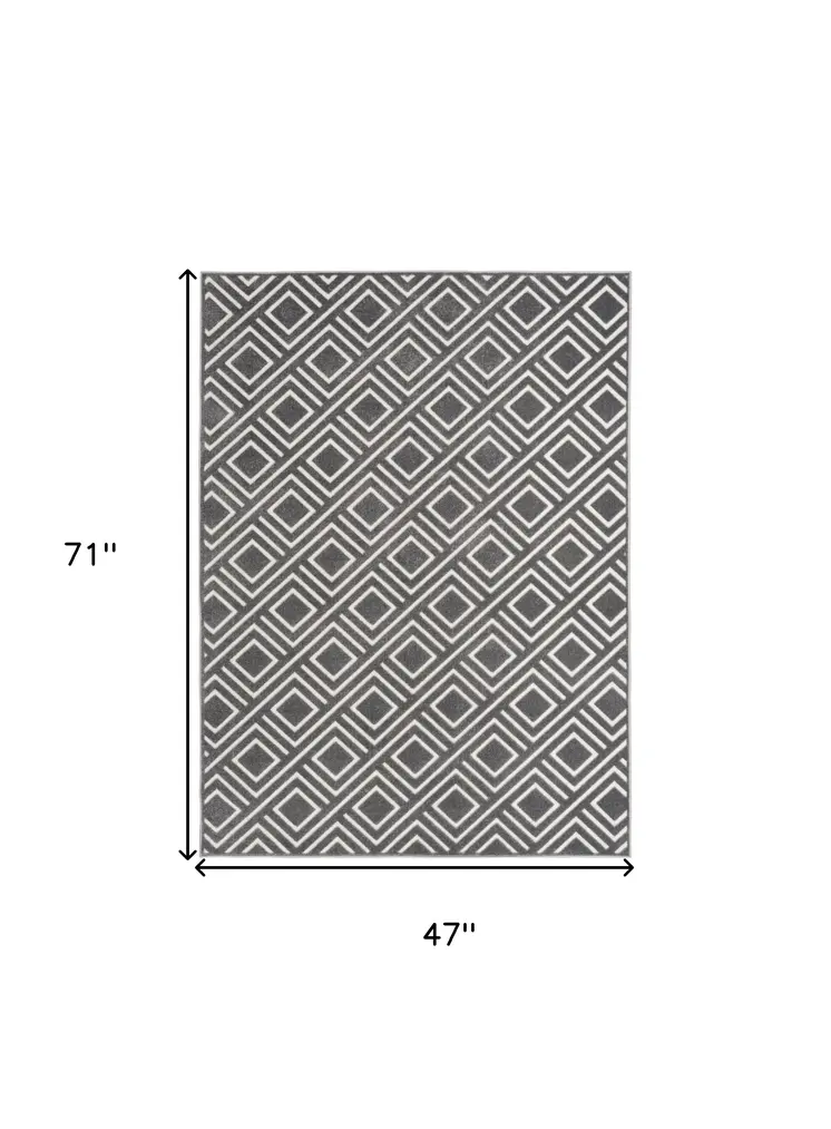 4' X 6' Gray Geometric Area Rug