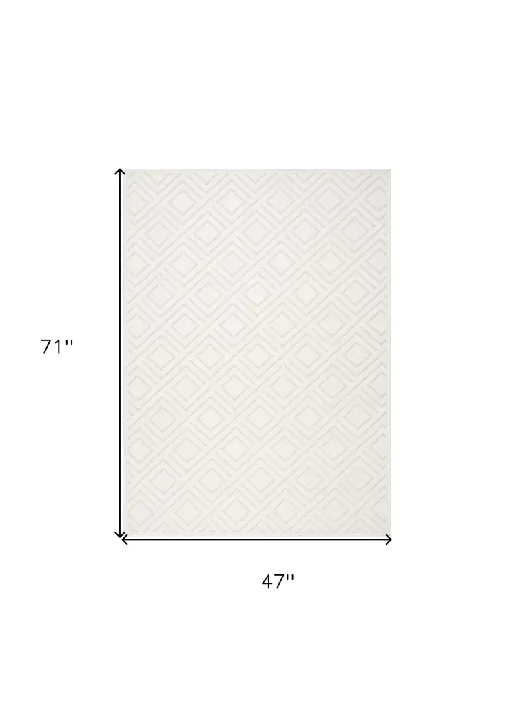 4' X 6' Ivory Geometric Area Rug