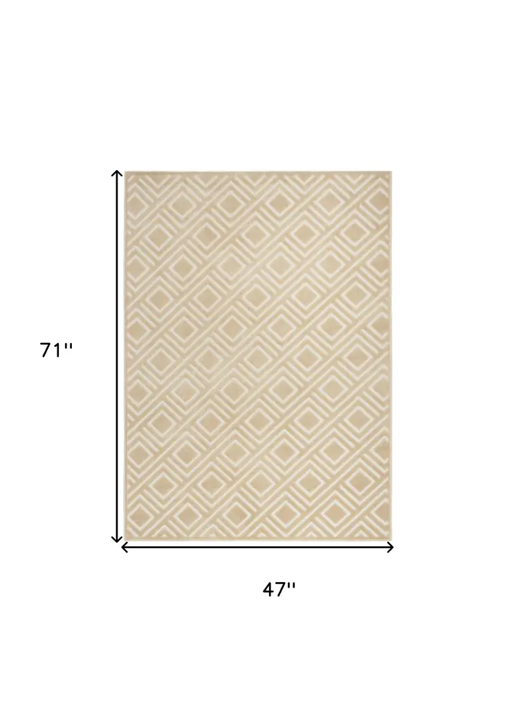 4' X 6' Tan Geometric Area Rug
