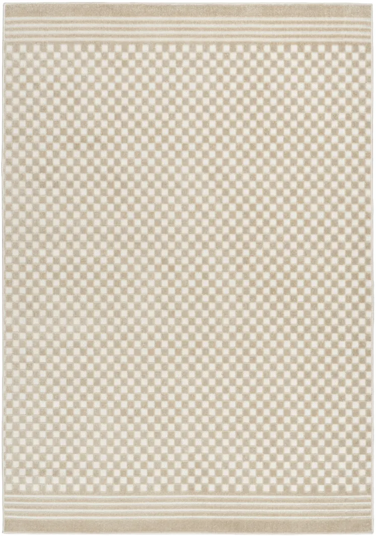 4' X 6' Beige Geometric Area Rug
