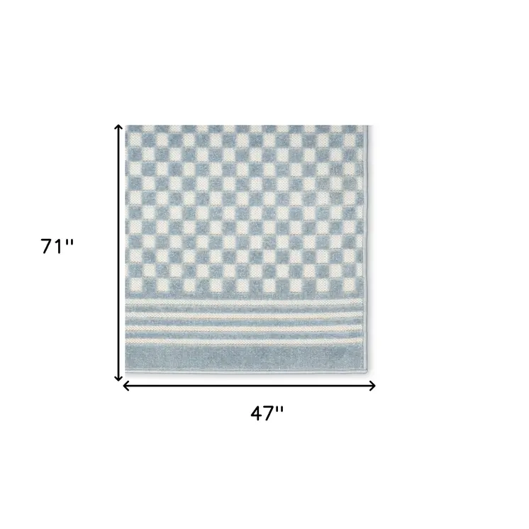 4' X 6' Blue Geometric Area Rug