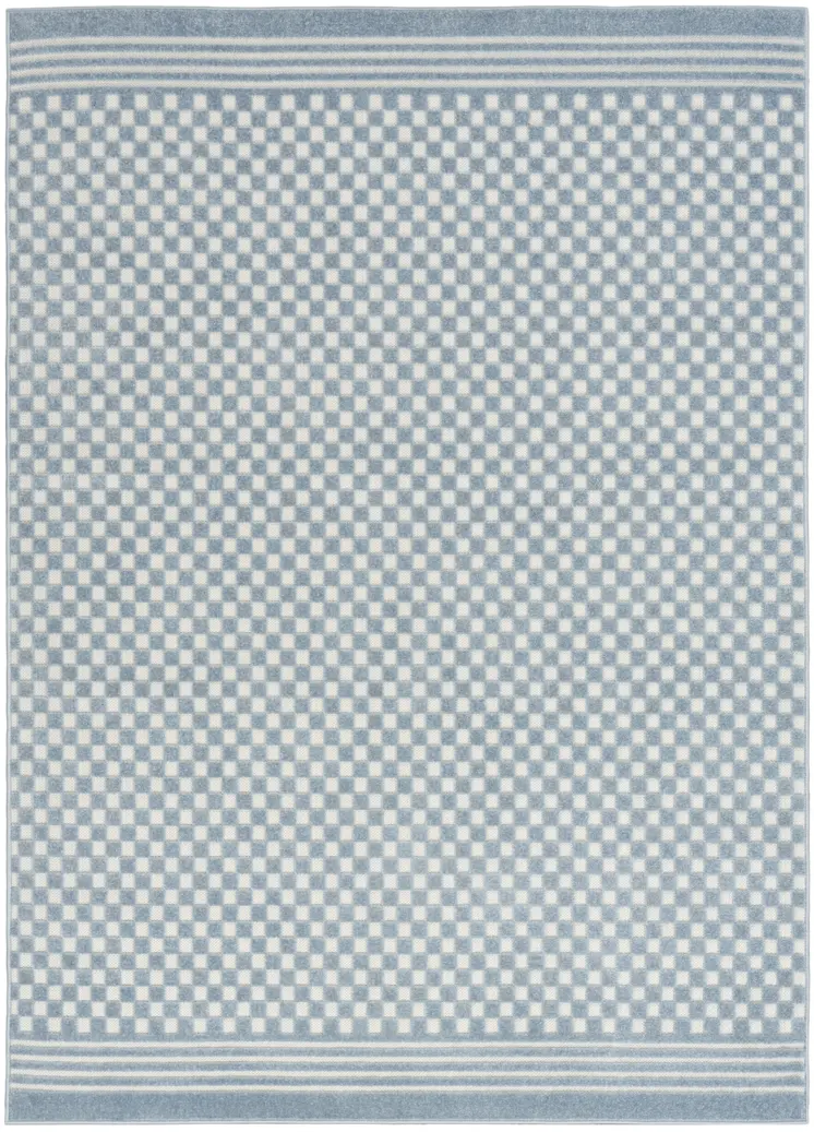 4' X 6' Blue Geometric Area Rug