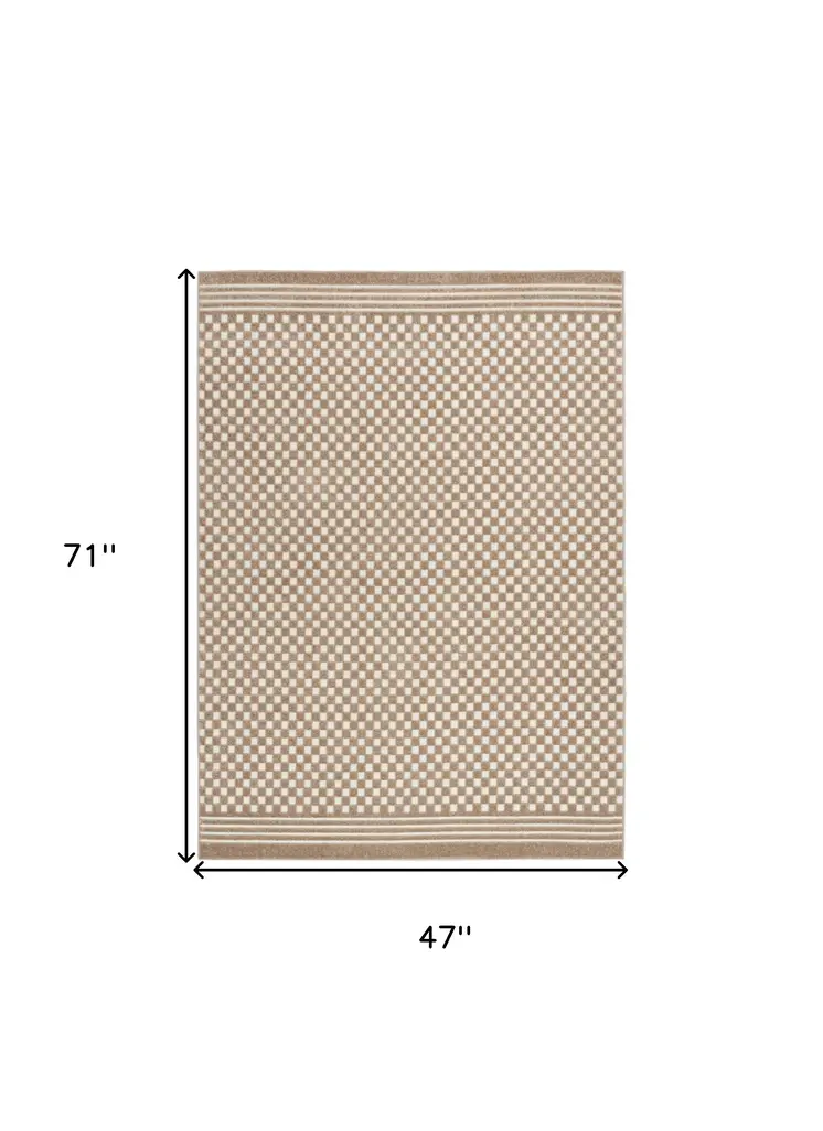 4' X 6' Brown Geometric Area Rug
