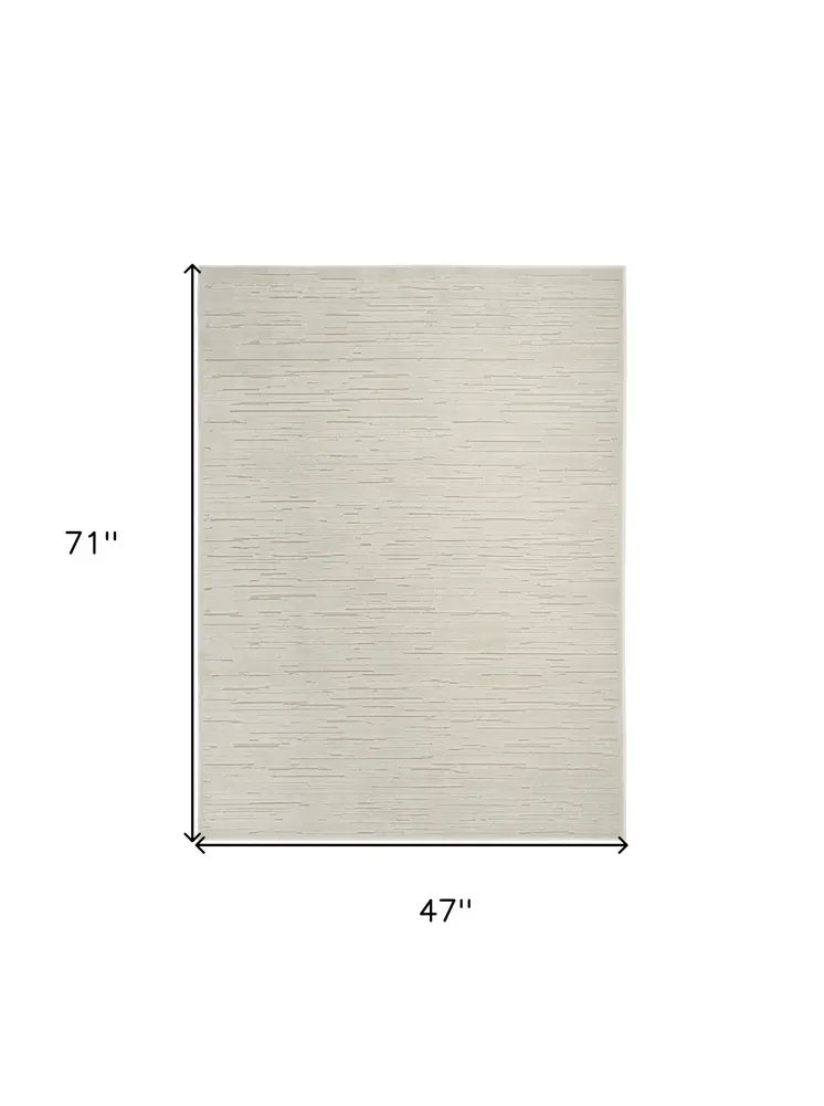 4' X 6' Beige Geometric Area Rug