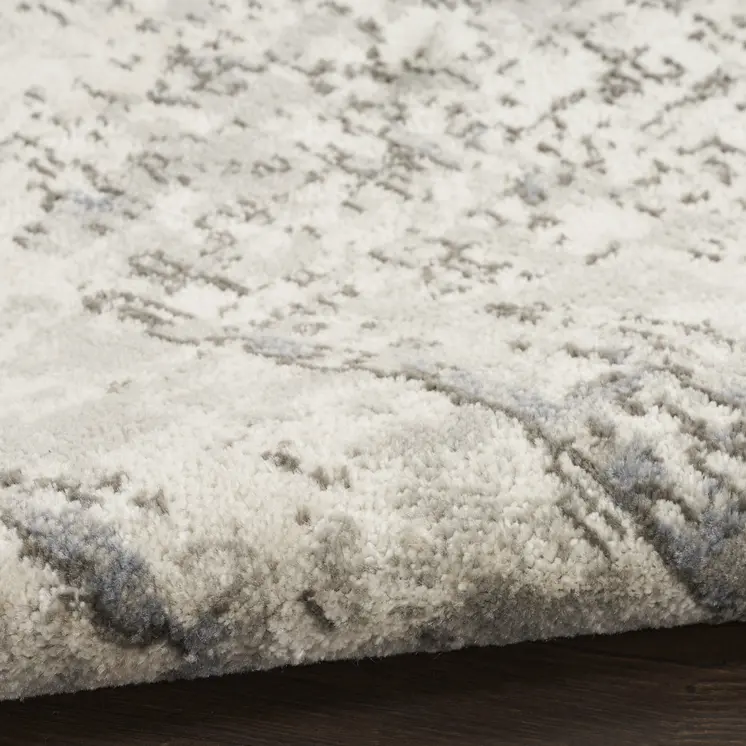 8' Gray Floral Power Loom Round Rug