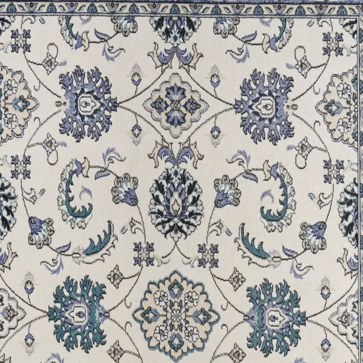 4' X 6' Ivory And Blue Floral Indoor Outdoor Area Rug
