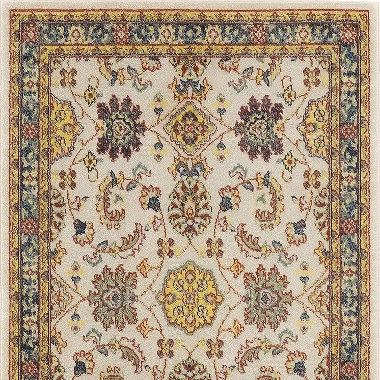 4' X 6' Ivory And Gold Floral Indoor Outdoor Area Rug
