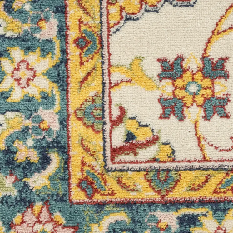 4' X 6' Ivory And Gold Floral Indoor Outdoor Area Rug