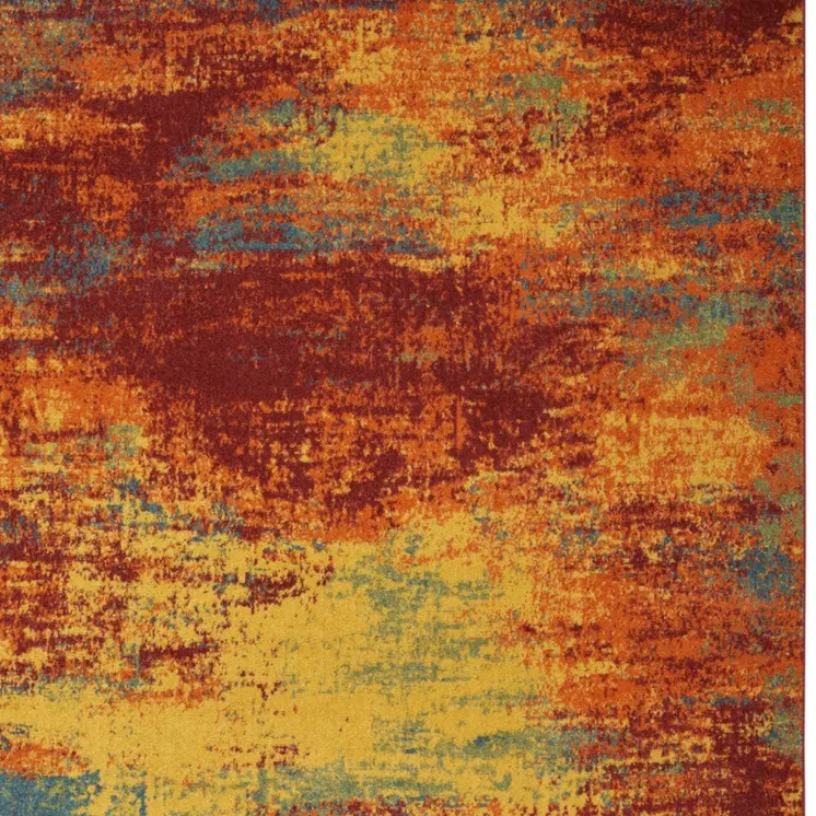 4' X 6' Flame Abstract Indoor Outdoor Area Rug