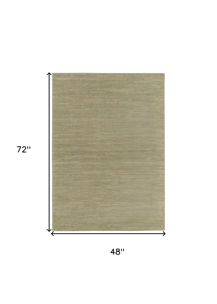4' X 6' Green And Gold Abstract Indoor Outdoor Area Rug