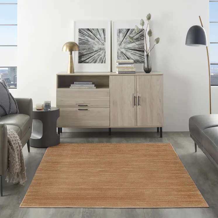 4' X 6' Rust Abstract Indoor Outdoor Area Rug